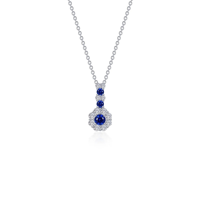 Lafonn Lab-grown Sapphire and Simulated Diamonds Flower Necklace (100450)