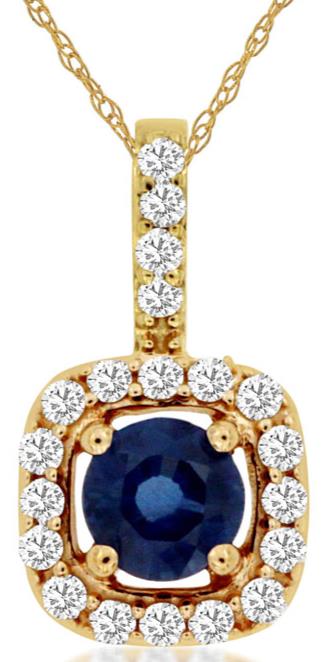 14K Yellow Gold Sapphire and Diamond Pendant (100475)