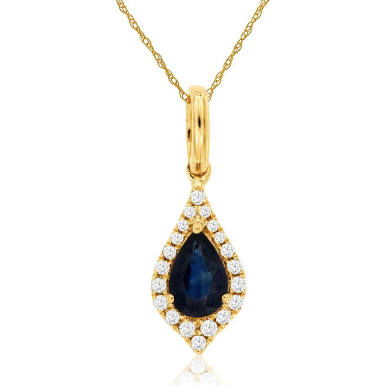14K Yellow Gold Sapphire and Diamond Pendant (100476)