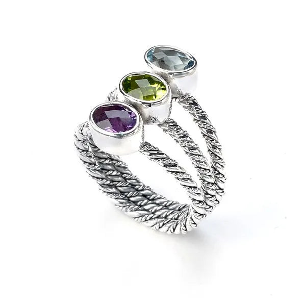 Samuel B. Sterling Silver Emily Ring  Three Stone Size 7 (100562)