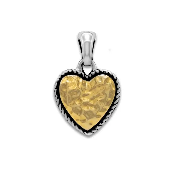 Samuel B. Sterling Silver 18K Gold Hammered Heart Pendant (100579)