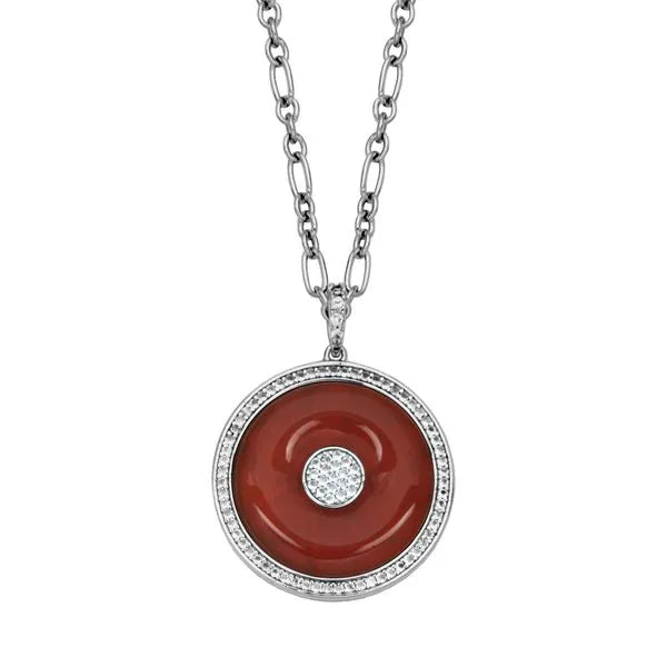 Samuel B. Genuine Red Agate Circle Pendant (100582)