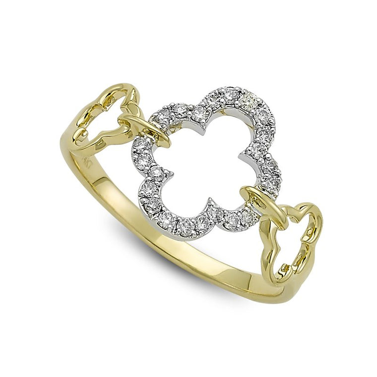 Samuel B. 14K Yellow/White Gold Diamond Flower Ring – White Gold Size 7 (100584)