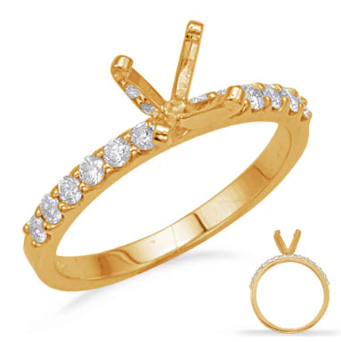 S. KASHI 14K Yellow & White  Gold Round Diamond Engagement Ring Semi-Mount .30ctw (100937)