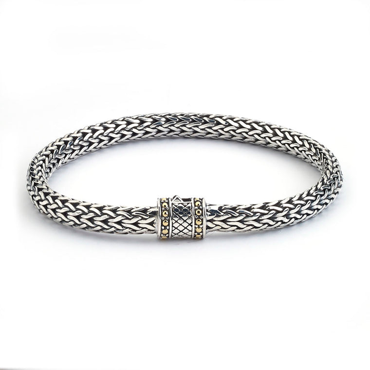 Samuel B. Sterling Silver / 18K Gold Bamboo Palm Bracelet , 7