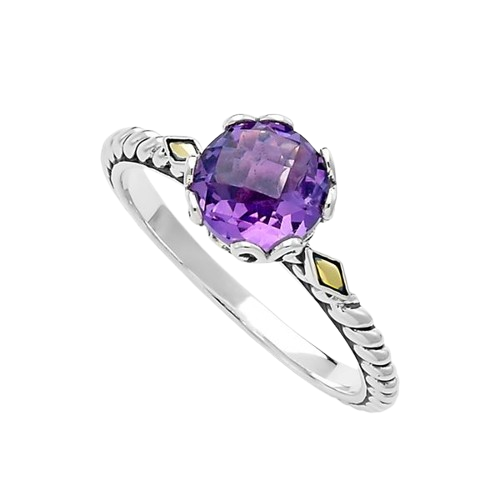 Samuel B. Sterling Silver and 18k birthstone ring in amethyst, Size 5 (99473)