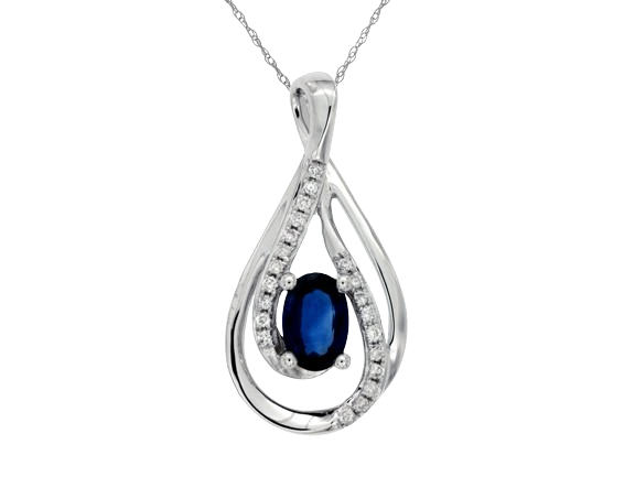 14K White Gold SAPPHIRE & DIAMOND PENDANT (99603)