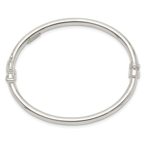 Sterling Silver Polished 3mm Hinged Baby Bangle .925 Made in Italy