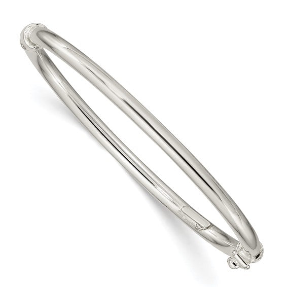 Sterling Silver Polished 3mm Hinged Baby Bangle .925 Made in Italy