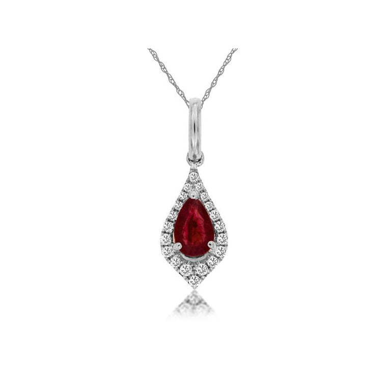 14K White Gold Ruby and Diamond Pendant (100474)