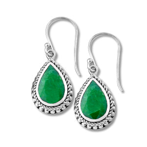 Samuel B. Sterling Emerald Teardrop Earrings (98554)