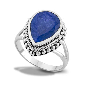 Samuel B. Sterling Silver Sapphire Teardrop Ring, Size 7 (98557)
