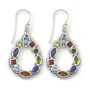 Samuel B. Sterling Silver Multi-Stone Open Earrings (98558)