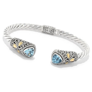 Samuel B. Sterling Silver and 18K Yellow Gold Trillion Blue Topaz  (98559)