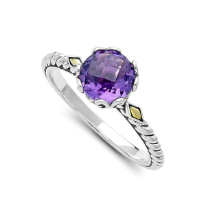 Samuel B. Sterling Silver and18K Gold Amethyst Birthstone Ring, Size 8 (98563)