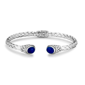 Samuel B. Sterling Silver Oval Lapis Hinged Bracelet (98568)