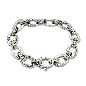 Samuel B. Sterling Silver and 18K Yellow Gold Pebble Design Bracelet 7