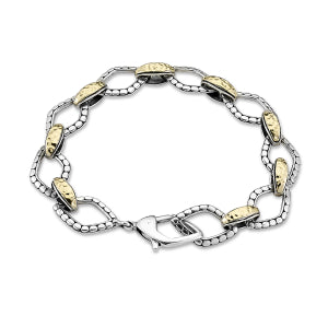 Samuel B. Sterling Silver and 18K Yellow Gold Pebble Design Bracelet 7.25" (96293)