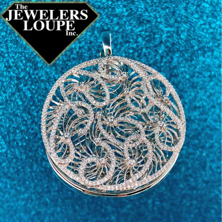 14K White Gold 1.10ctw Diamond Large Swirl Pendant (71805)