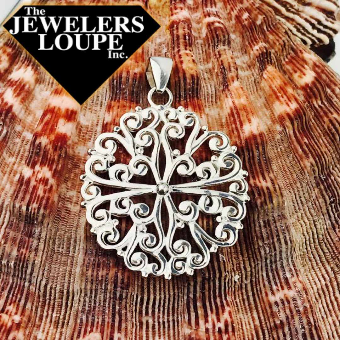 Southern Gates Sterling Silver Round Filigree Pendant