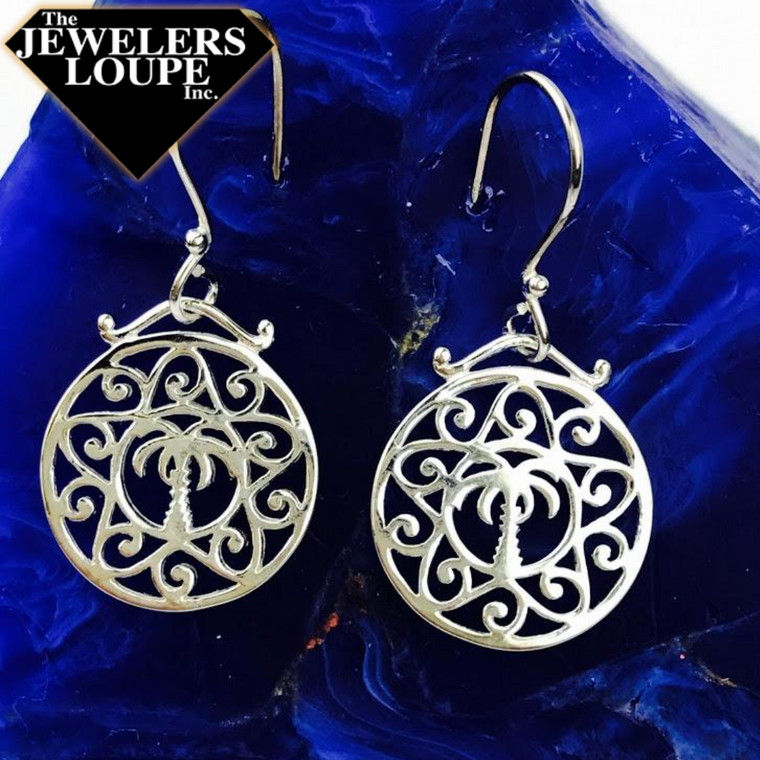 Southern Gates Sterling Silver Palmetto Tree Earrings (81085)