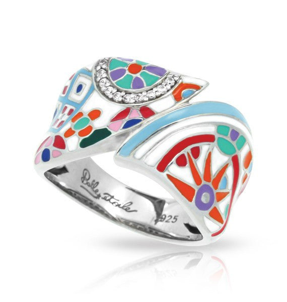 Belle e'toile Sterling Silver Pashmina White Ring, Size 7