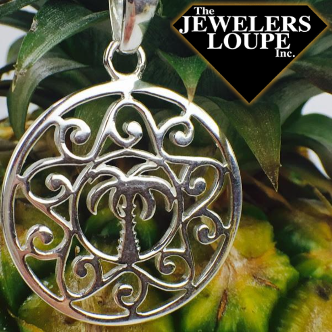 Southern Gates Sterling Silver Round Palmetto Tree Pendant