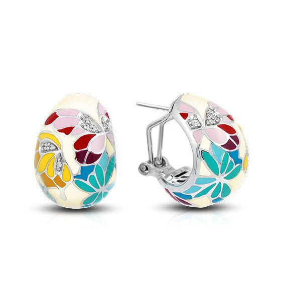 Belle e'toile Sterling Silver Butterfly Kisses White Earrings