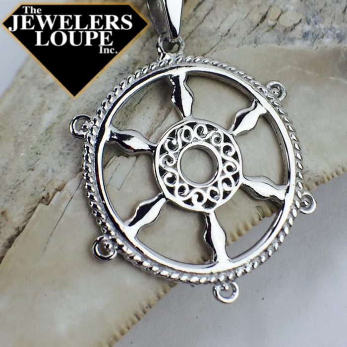 Southern Gates Harbor Series Sterling Silver Ships Wheel Pendant