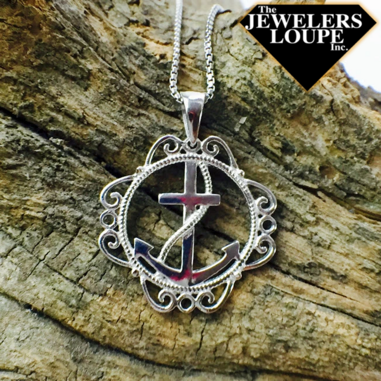 Southern Gates Harbor Series Sterling Silver Cross and Anchor Pendant (88104)