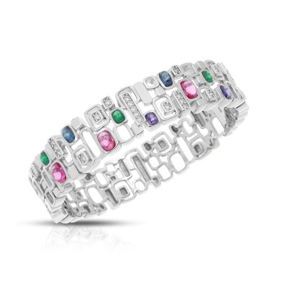 Belle e'toile Sterling Silver Pietra Multi-Colored Bracelet, Medium (88218)