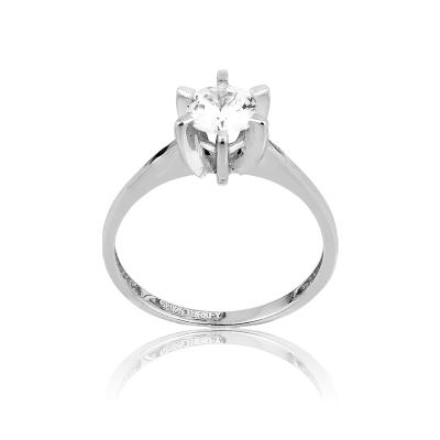 Sterling Silver 6-Prong Setting with Cubic Zirconia Engagement Ring, Size 6 (88652)
