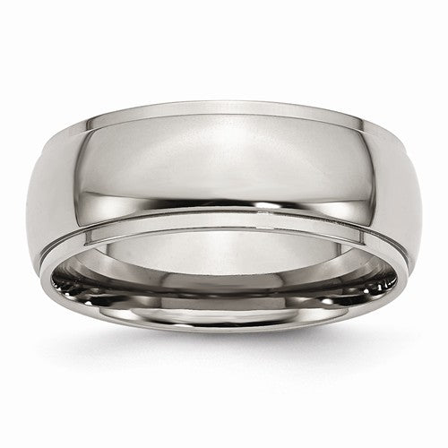 Titanium Ridged Edge 8mm Polished Band, Size 11 (88800)