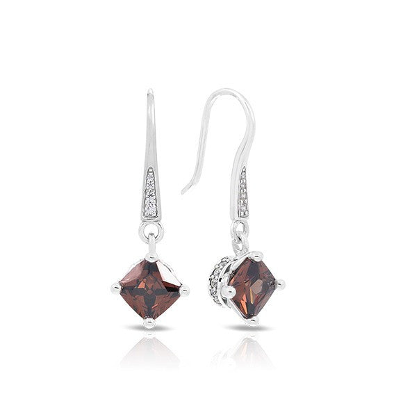 Belle e'toile Sterling Silver Amelie Coffee Earrings