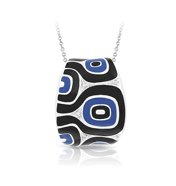 Belle e'toile Sterling Silver Moda Black and Blue Pendant