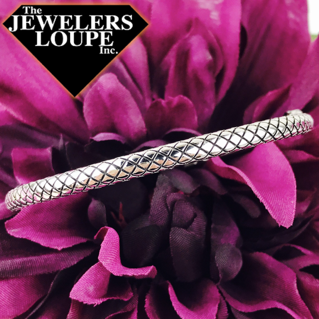 Andrea Candela Sterling Silver Textured Hinged Bangle