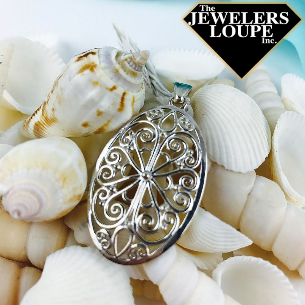  Dreambell 925 Sterling Silver Oval Filgree Flower