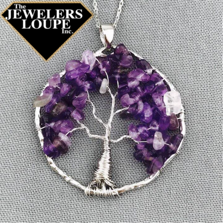 Sterling Silver Amethyst Tree of Life Necklace (90507)