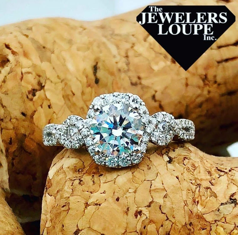 Sylvie 14K White Gold .51ctw Diamond Twist Halo Engagement Ring Semi-Mount (91480)