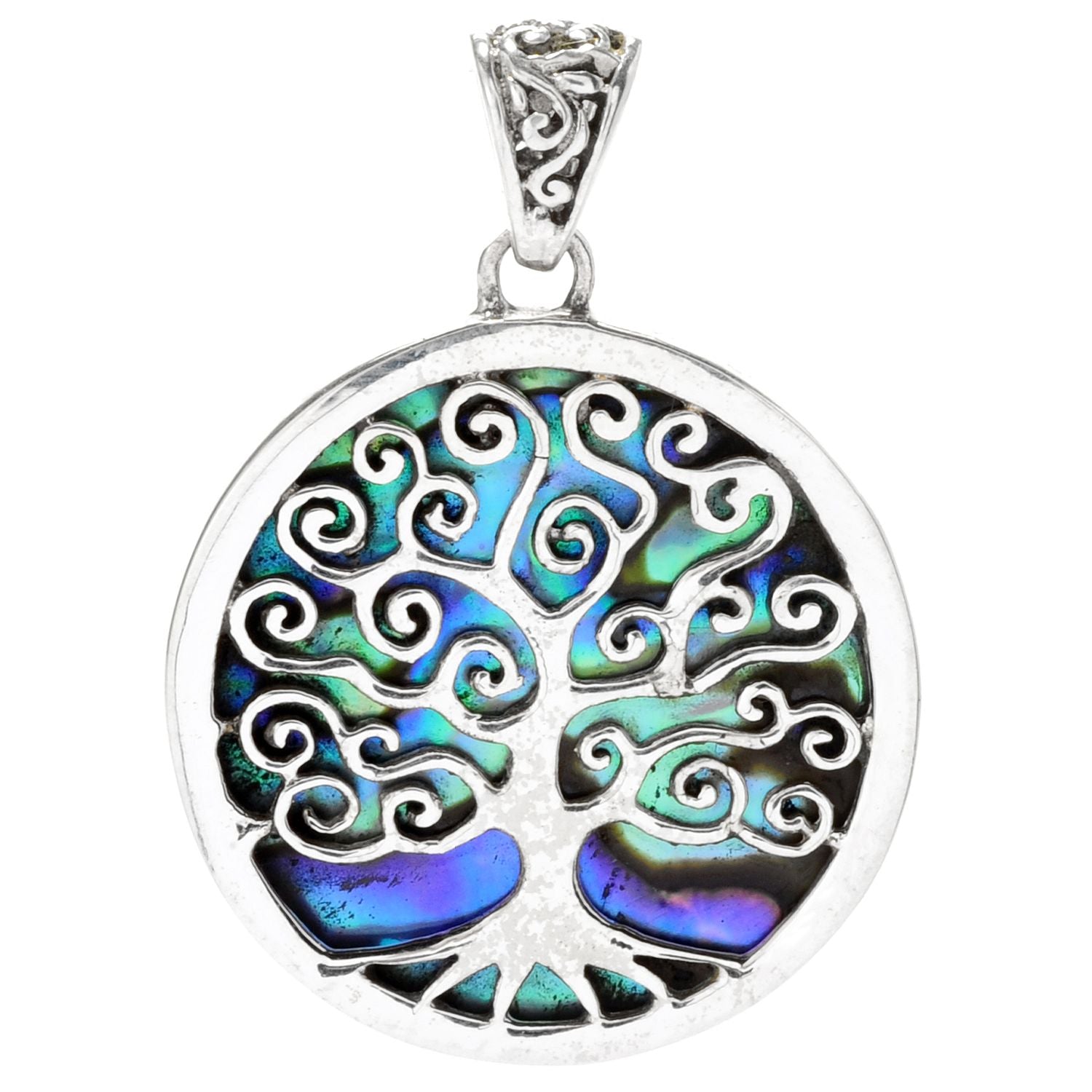 Samuel B Sterling Silver Abalone Shell Tree of Life Design Pendant