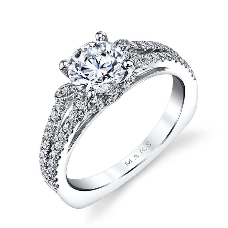 Mars 14K White Gold 0.37ctw Diamond Engagement Semi-Mount