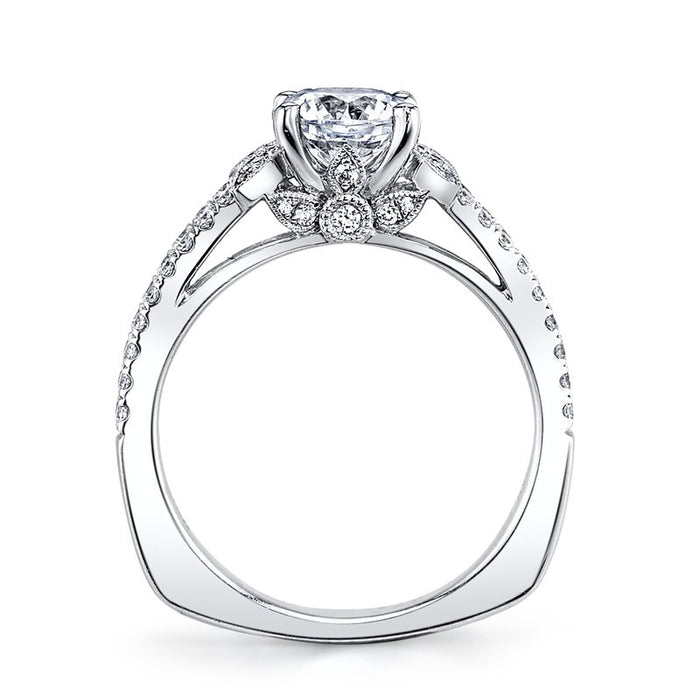 Mars 14K White Gold 0.37ctw Diamond Engagement Semi-Mount