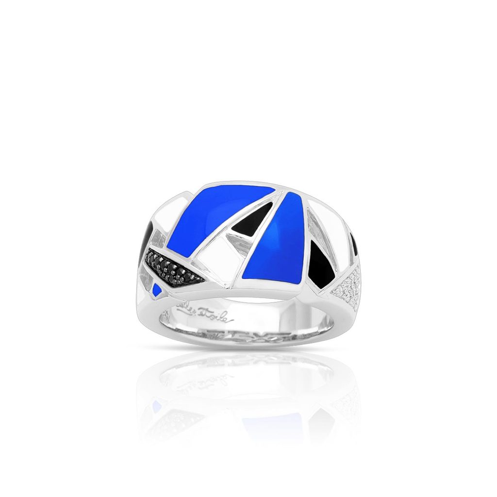 Belle e'toile Sterling Silver Spectrum Blue Ring, Size 7