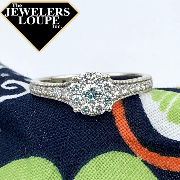 Zeghani 14K White Gold .55ctw Diamond Engagement Ring