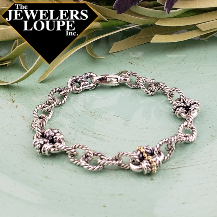 Jeanex Sterling Silver and 18K Yellow Gold Bracelet (93577)