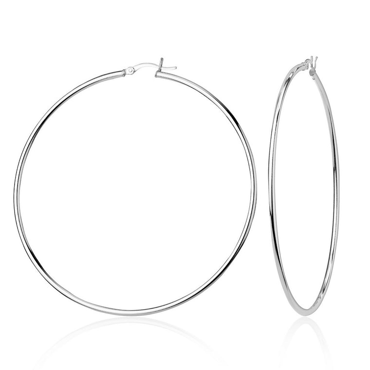Sterling Silver 2x50mm High-Polished Hoop Earrings (94886)