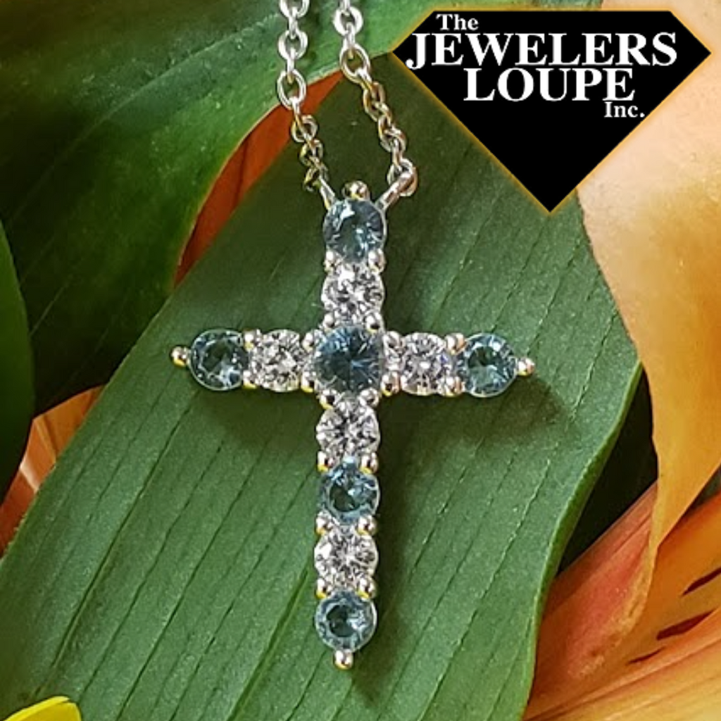 Birthstone cross online necklace