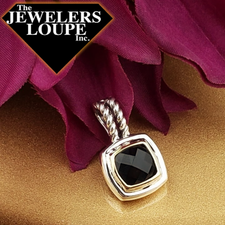 Jeanex Sterling Silver and 18K Yellow Gold Black Onyx Pendant (95409)