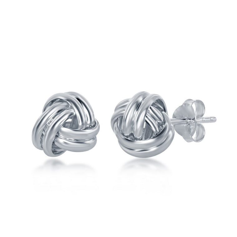 Sterling Silver Double Wire Love Knot Stud Earrings (95771)
