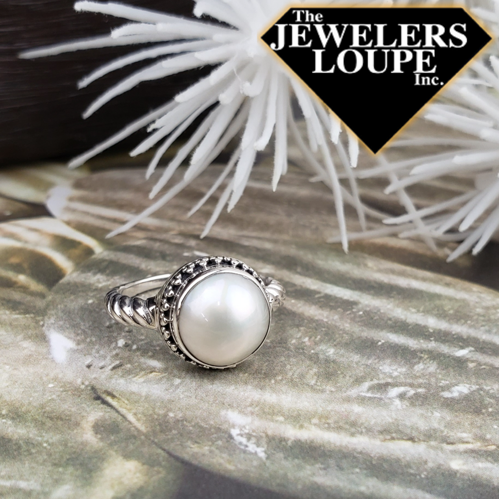 Sterling silver pearl ring clearance